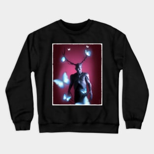 Hannibal Wendigo Wine Background with Glowing Moths Crewneck Sweatshirt